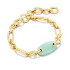 KENDRA SCOTT ASHLYN GOLD CHAIN BRACELET IN TEAL AMAZONITE, worn once
